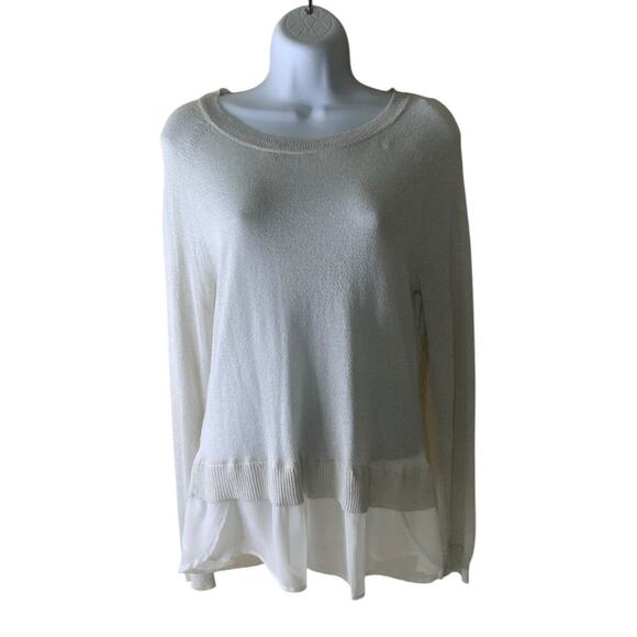 ANA Sweater Women S Sparkle Metallic Knit Long Sleeve Minimalist Preppy Pullover - Picture 1 of 7